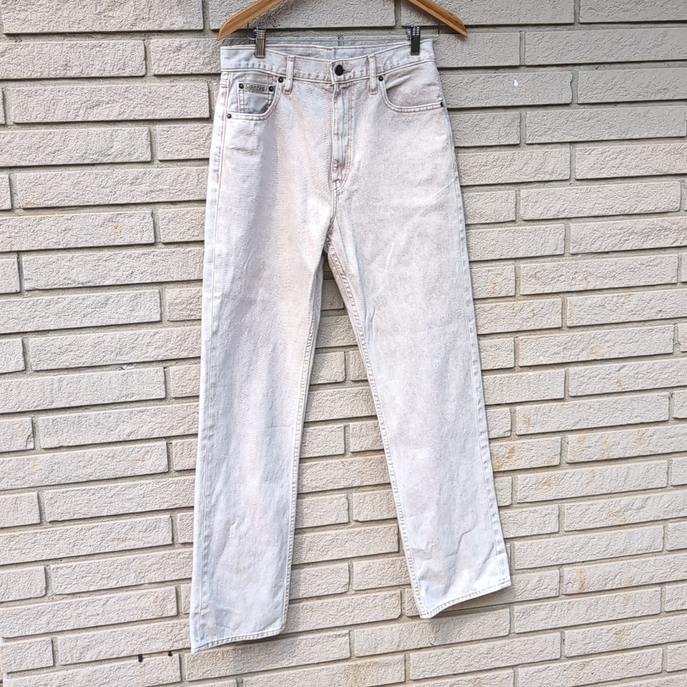 Calvin Klein Straight-Leg High Waist Jeans mottled cream and brown Size 29